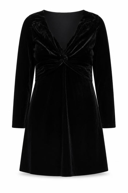 Front view of Lori M Collection Women’s Black Velvet A-Line Party Dress L