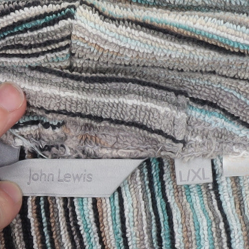 John Lewis Men’s Grey Blue Striped Cotton Velour Robe L/XL