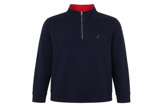 Front view of Nautica Men's Blue XL 1/2 Zip Fleece Pullover Sweatshirt