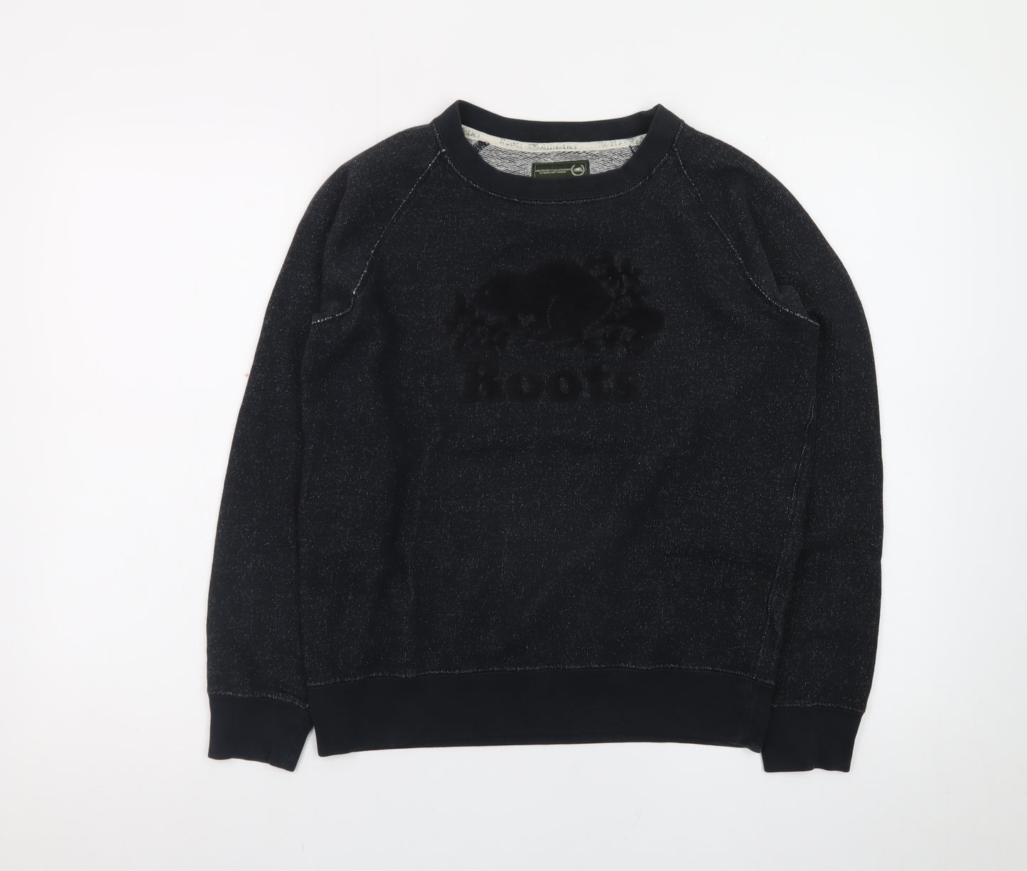 Roots Men's Black XS Pullover Sweatshirt Logo Knit Classic