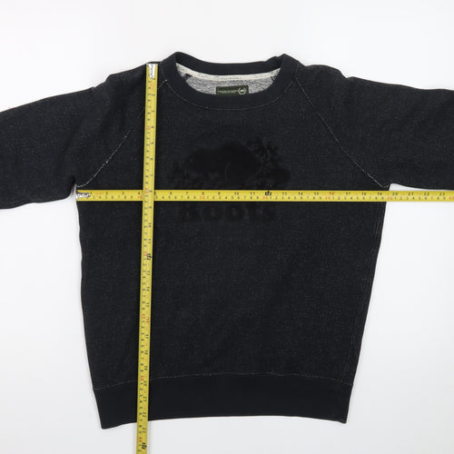Roots Men's Black XS Pullover Sweatshirt Logo Knit Classic