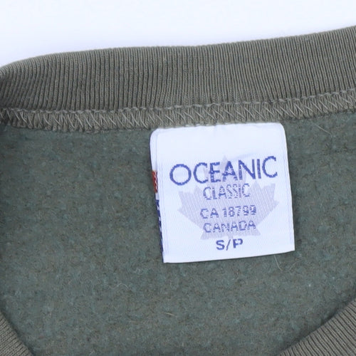 Oceanic Classic Women's Green Wolf Print Pullover Sweatshirt Size S