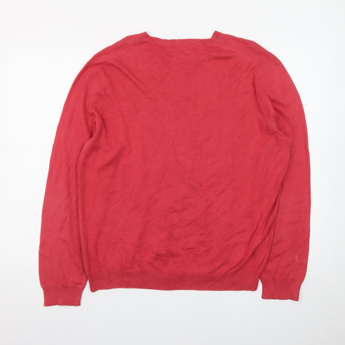 Polo Ralph Lauren Men's Red Cotton V-Neck Pullover Jumper L