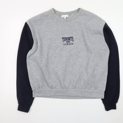 Warehouse Unisex Grey Navy Toronto 1989 Pullover Sweatshirt S