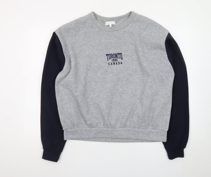 Warehouse Unisex Grey Navy Toronto 1989 Pullover Sweatshirt S