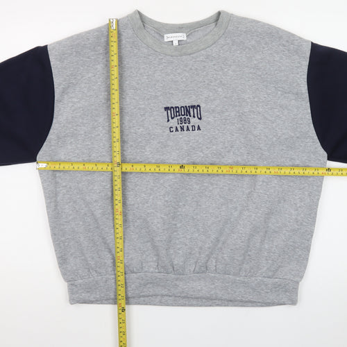 Warehouse Unisex Grey Navy Toronto 1989 Pullover Sweatshirt S