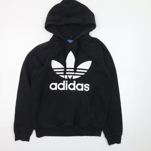 Adidas Mens Black Pullover Hoodie Small Logo Fleece Sweatshirt