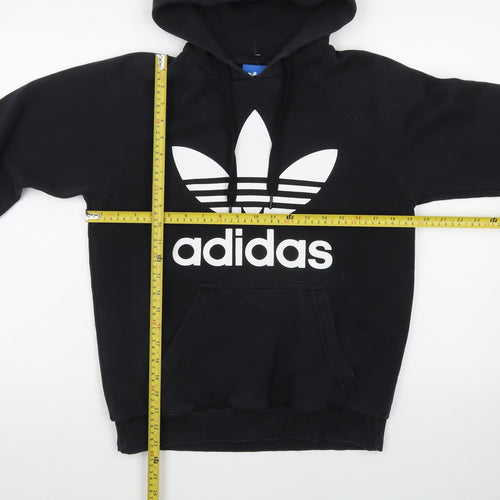 Adidas Mens Black Pullover Hoodie Small Logo Fleece Sweatshirt