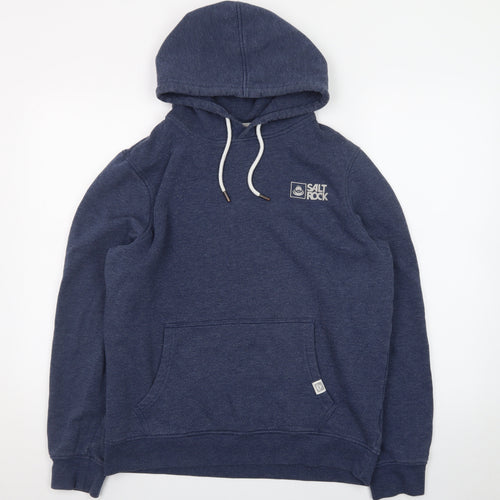 Saltrock Men's Blue Pullover Hoodie Size M Logo Fleece Sweatshirt