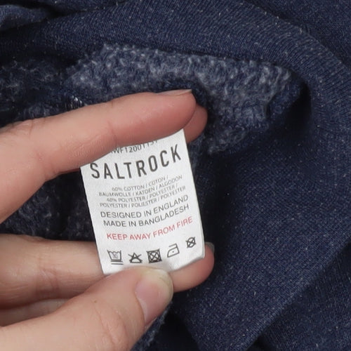 Saltrock Men's Blue Pullover Hoodie Size M Logo Fleece Sweatshirt