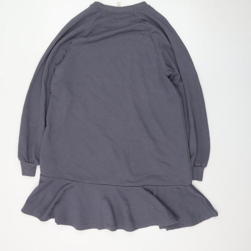 H&M Women Grey Long Sleeve Sweatshirt Dress Size S