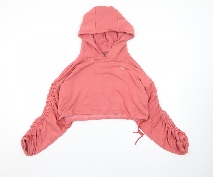 Gymshark Womens Pink Cropped Pullover Hoodie Size S Lightweight
