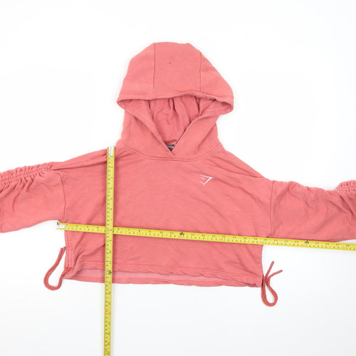Gymshark Womens Pink Cropped Pullover Hoodie Size S Lightweight