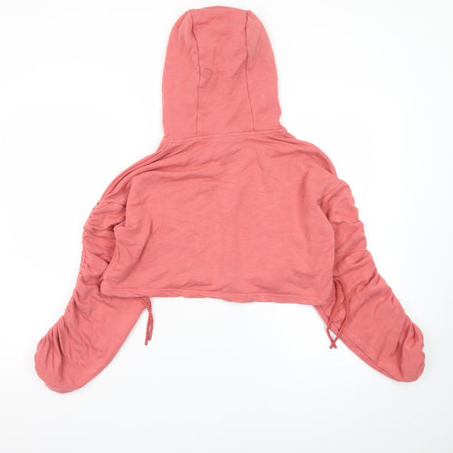 Gymshark Womens Pink Cropped Pullover Hoodie Size S Lightweight