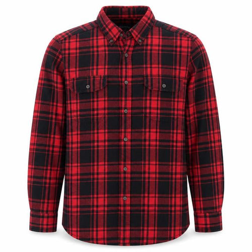 Faded Glory Men's Red Black Plaid Cotton Flannel Button-Up Shirt L