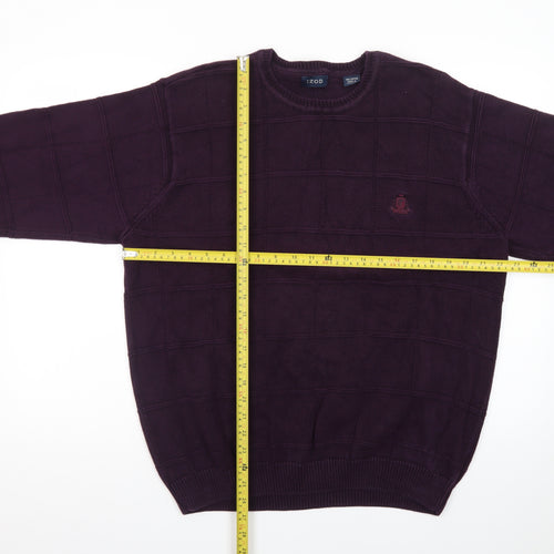 IZOD Men's Purple Cotton Crew Neck Jumper Size L