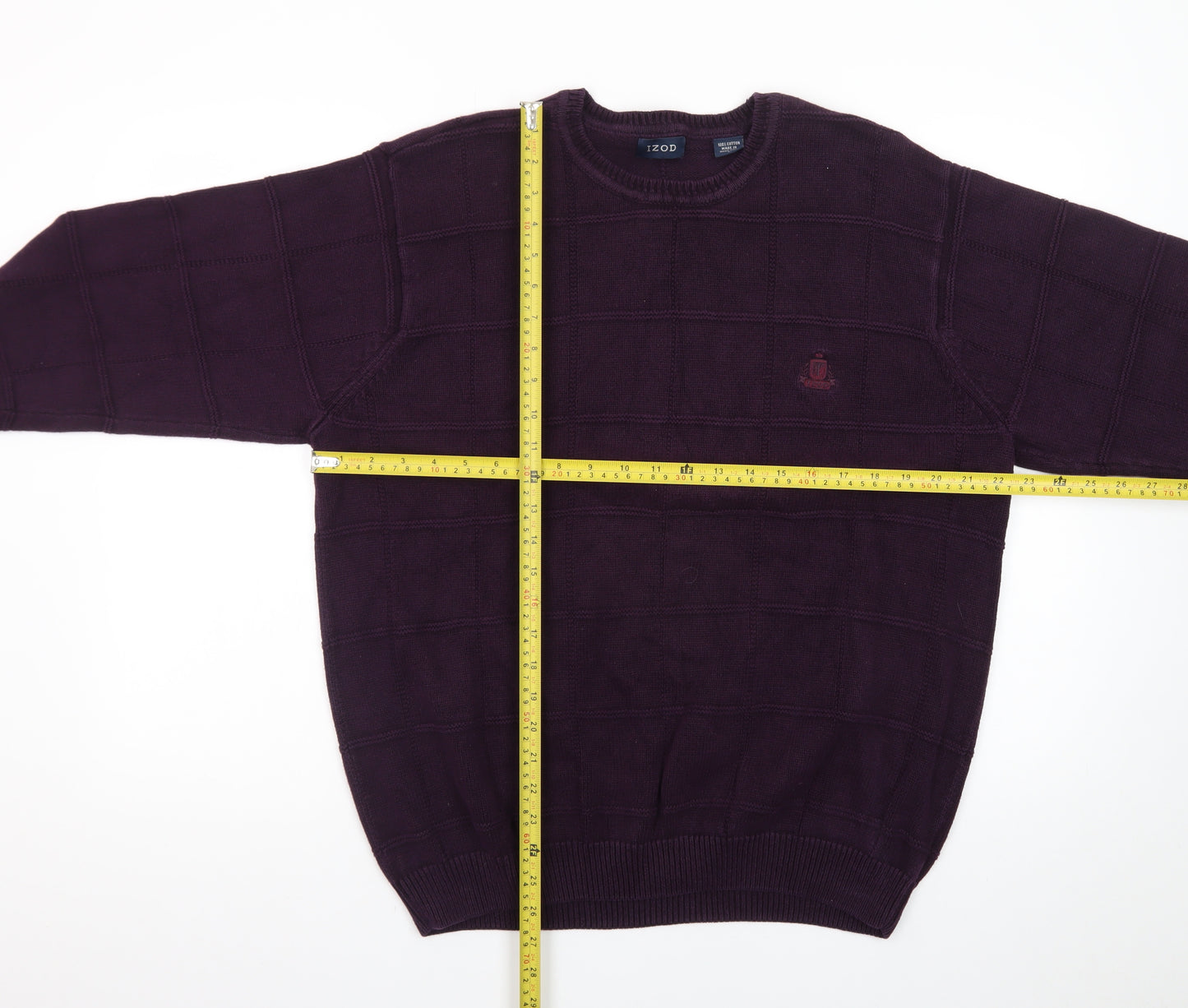 IZOD Men's Purple Cotton Crew Neck Jumper Size L