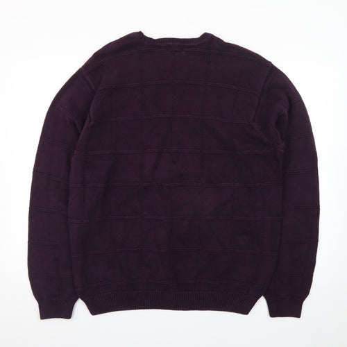 IZOD Men's Purple Cotton Crew Neck Jumper Size L