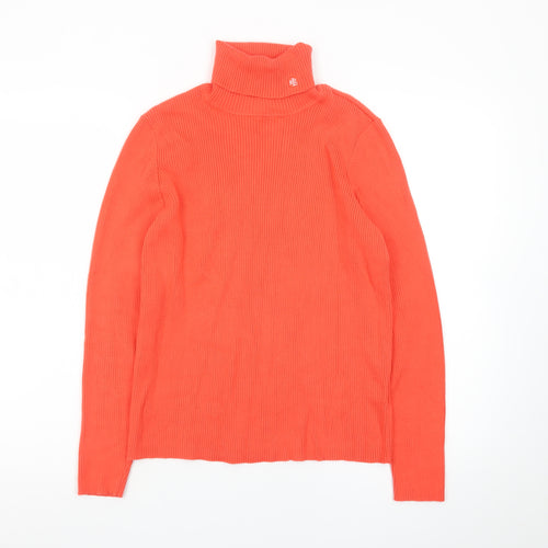 Lauren Ralph Lauren Women’s Orange Roll Neck Cotton Jumper Size M