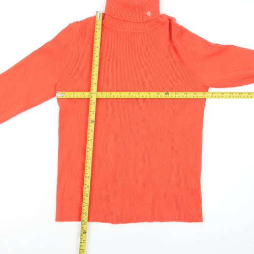 Lauren Ralph Lauren Women’s Orange Roll Neck Cotton Jumper Size M