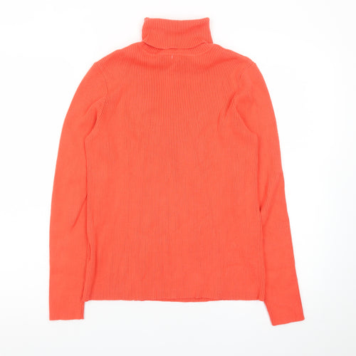 Lauren Ralph Lauren Women’s Orange Roll Neck Cotton Jumper Size M