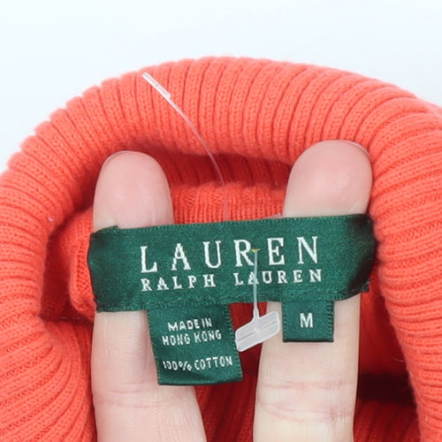 Lauren Ralph Lauren Women’s Orange Roll Neck Cotton Jumper Size M