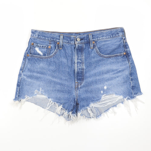 Levi's Women's Blue High Rise Cut-Off Denim Shorts Size 14