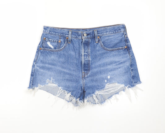 Levi's Women's Blue High Rise Cut-Off Denim Shorts Size 14