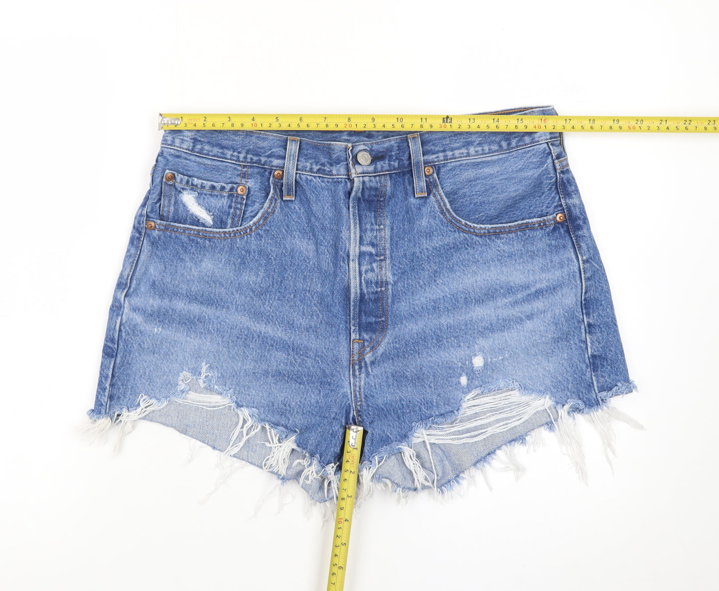 Levi's Women's Blue High Rise Cut-Off Denim Shorts Size 14
