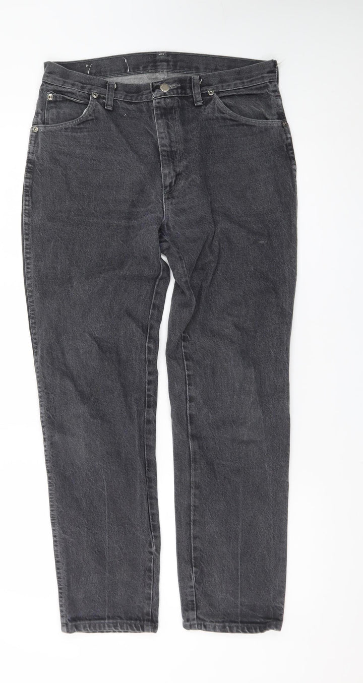 Wrangler Men's Grey Stone Wash Straight Leg Denim Jeans 32W 30L