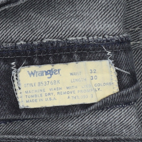 Wrangler Men's Grey Stone Wash Straight Leg Denim Jeans 32W 30L