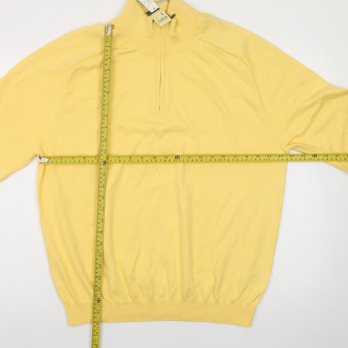 Eddie Bauer Men's Yellow 1/2 Zip High Neck Cotton Jumper Size L