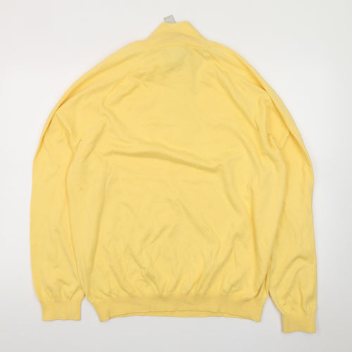 Eddie Bauer Men's Yellow 1/2 Zip High Neck Cotton Jumper Size L