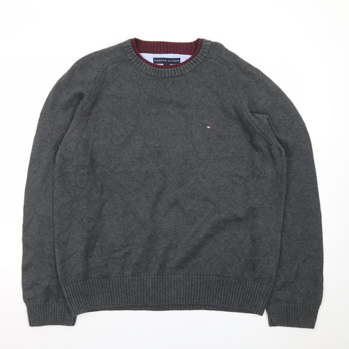 Tommy Hilfiger Men’s Grey Cotton Crew Neck Pullover Jumper M