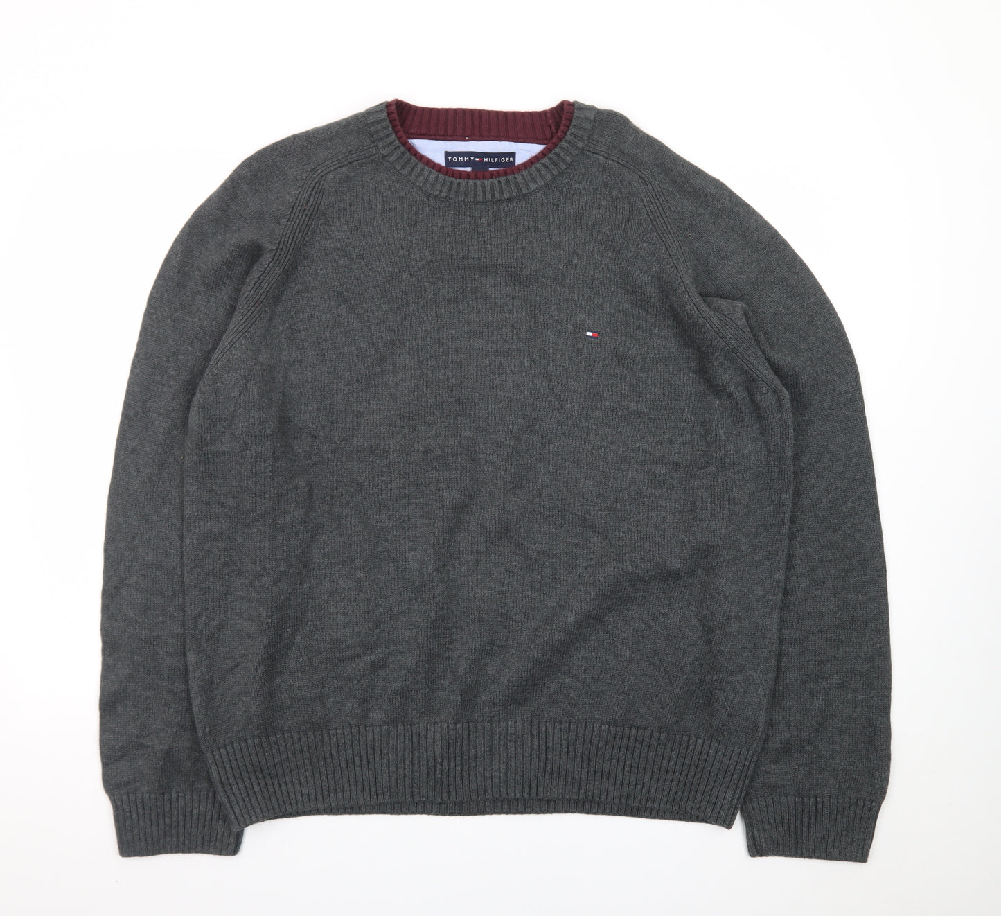 Tommy Hilfiger Men’s Grey Cotton Crew Neck Pullover Jumper M