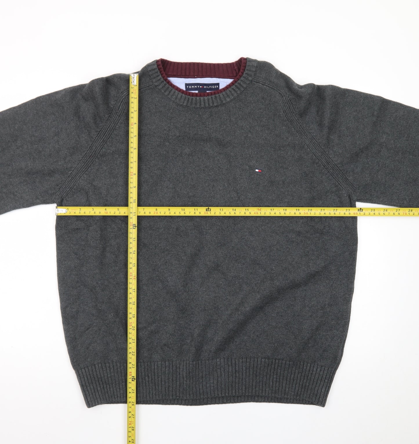 Tommy Hilfiger Men’s Grey Cotton Crew Neck Pullover Jumper M