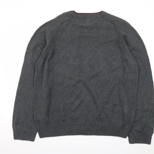 Tommy Hilfiger Men’s Grey Cotton Crew Neck Pullover Jumper M