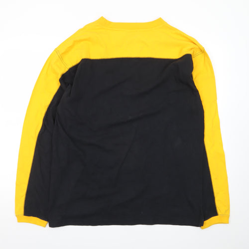 NCAA Men's L Black Yellow Iowa Hawkeyes Long Sleeve Cotton T-Shirt