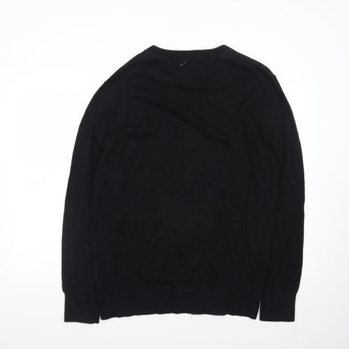 Tommy Hilfiger Men's Black XL V-Neck Cotton Jumper Classic Knit