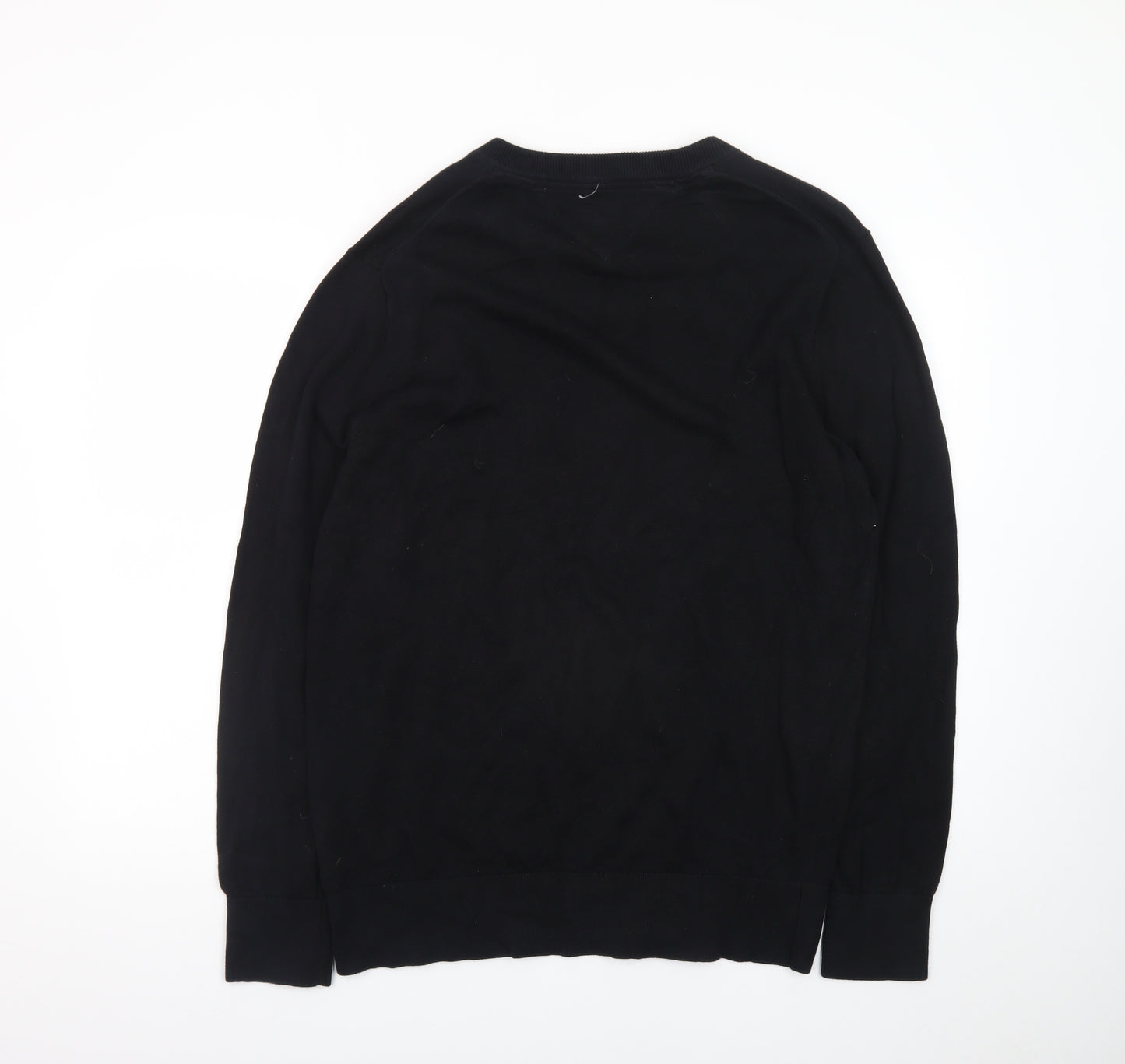 Tommy Hilfiger Men's Black XL V-Neck Cotton Jumper Classic Knit
