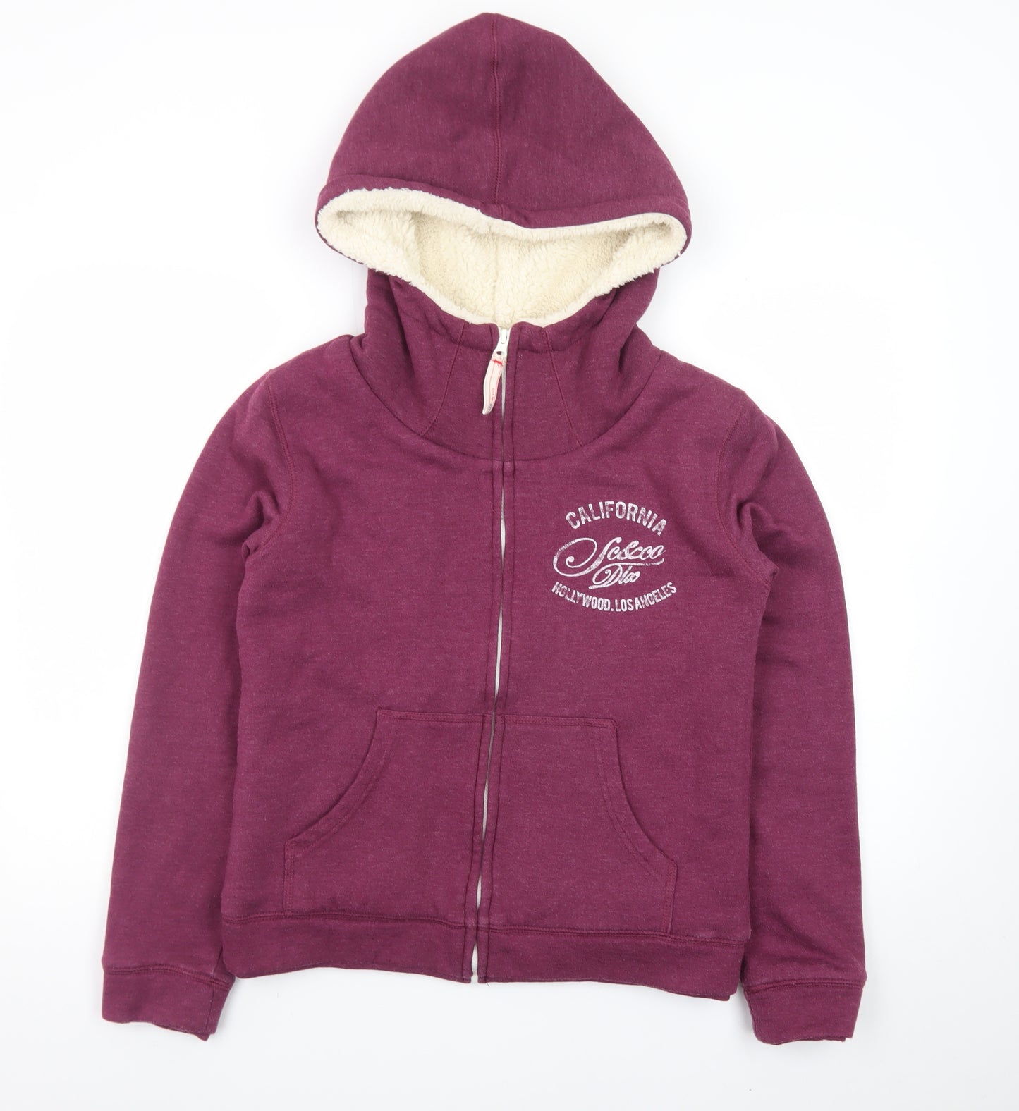 SoulCal & Co Womens Purple Full Zip Hoodie Size 12 Sherpa Lined Casual