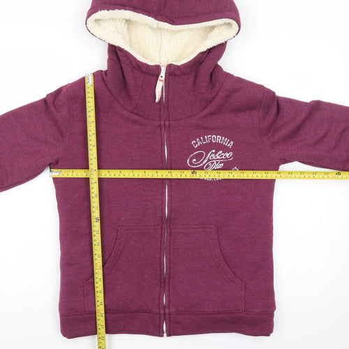 SoulCal & Co Womens Purple Full Zip Hoodie Size 12 Sherpa Lined Casual