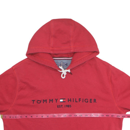 Tommy Hilfiger Men's Red Pullover Hoodie XXL Logo Fleece Sweatshirt