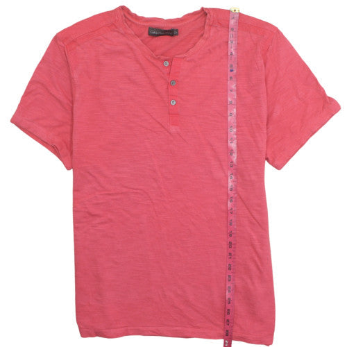 Calvin Klein Jeans Men's Red Henley Short Sleeve T-Shirt Size XL