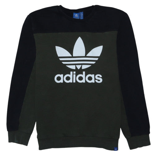 adidas Mens Green Large Pullover Logo Sweatshirt Crew Neck