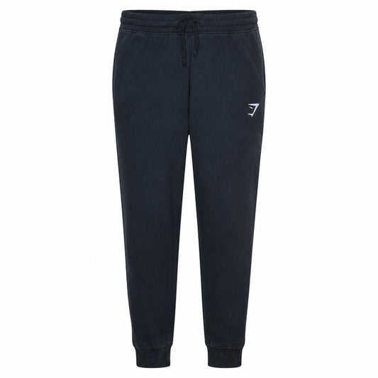 Front view of Gymshark Men's Black M Jogger Trousers Cotton Blend Fleece Activewear