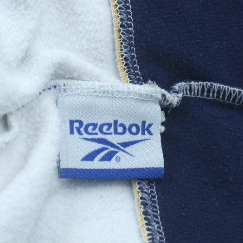 Reebok Men White Blue 1/4 Zip Sweatshirt L Athletic Retro Style