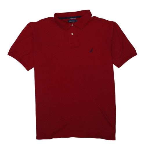 Nautica Men's Red Cotton Short Sleeve Polo Shirt XL