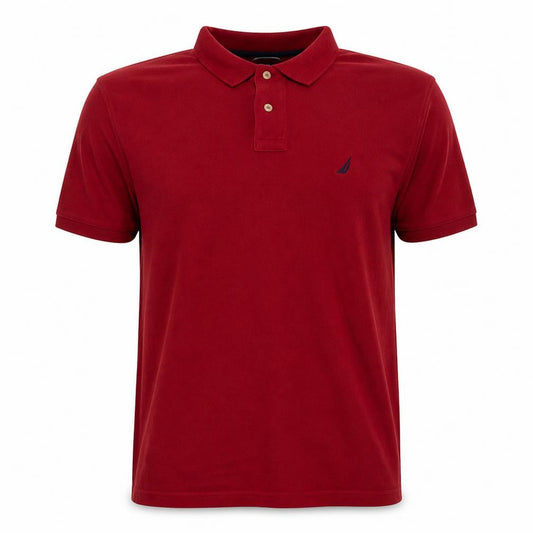 Front view of Nautica Men's Red Cotton Short Sleeve Polo Shirt XL