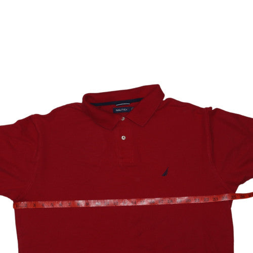 Nautica Men's Red Cotton Short Sleeve Polo Shirt XL